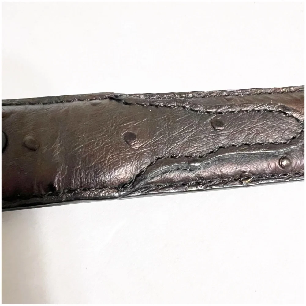 Nocona Boys Aces Buckle Western Dark Brown Belt Ornate Silver Buckle Ostrich